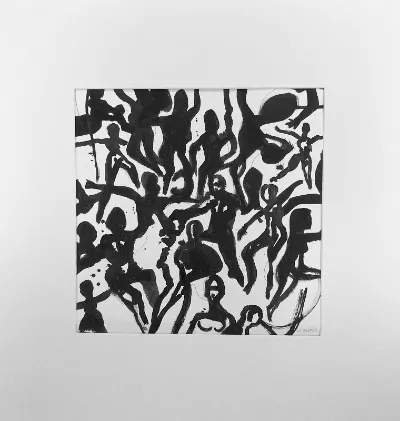 Become Your Chorus 2, 11.5x11.5, ink on paper, by Michele Zuzalek