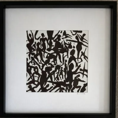 Belonging, 19x19 Framed in a black wood frame, 11x11 art, by Michele Zuzalek