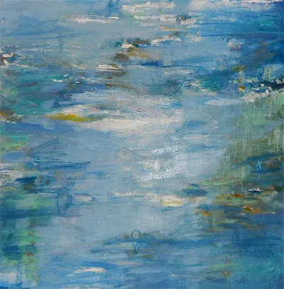 Bird Refuge, 18x18, Mixed media on canvas, by Michele Zuzalek