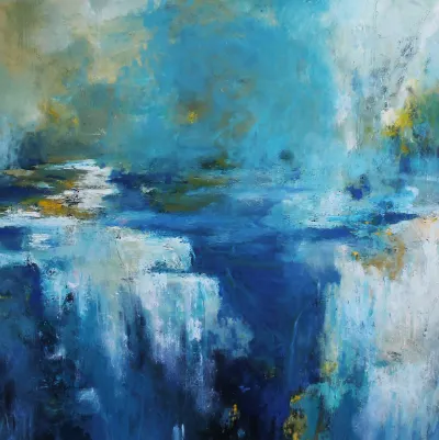 Cascade, 36x36, Oil on canvas, by Michele Zuzalek