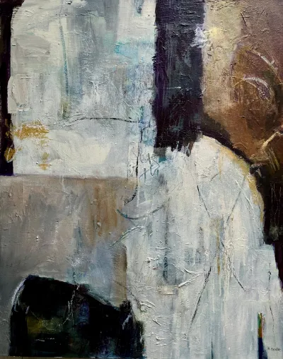 Close the Divide, 24x30, Mixed media on canvas, by Michele Zuzalek