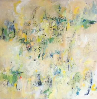 Cross Your T's and Dot Your I's, 24x24, Unframed, wired and ready to hang, by Michele Zuzalek