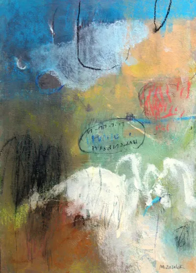 Dwindle Over Time, 13x19”, Mixed media on paper, by Michele Zuzalek