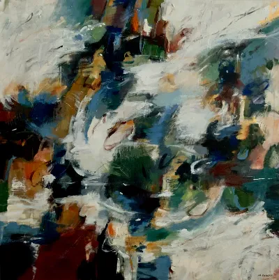 Enter the Wild With Care, 36x36, Framed in a maple wood floater frame, by Michele Zuzalek