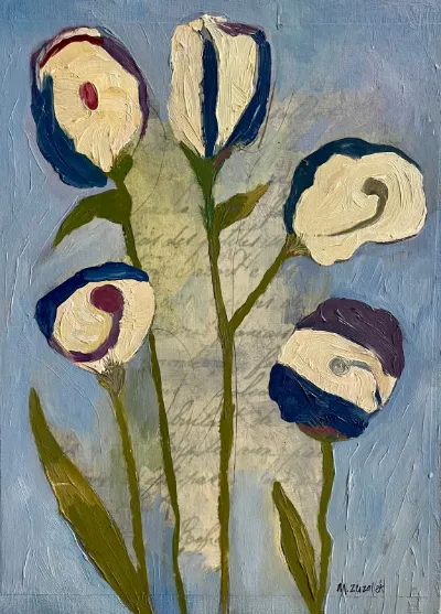 Études Botaniques 6, 9x12, Oil on Canvas Panel, by Michele Zuzalek