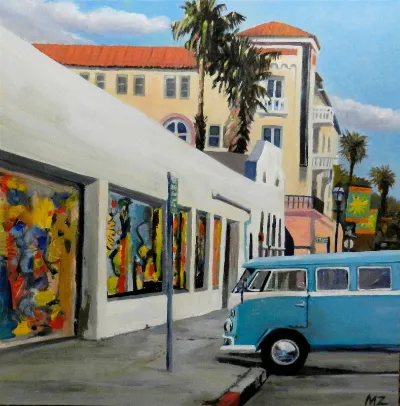 Funk Zone, 12x12, Oil on canvas, by Michele Zuzalek