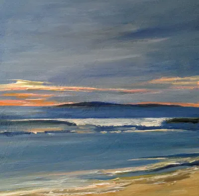 Morning Waves, 6x6, Oil on canvas, by Michele Zuzalek
