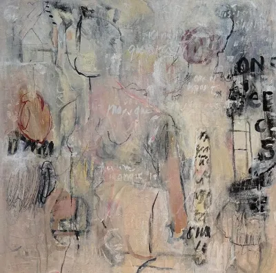 My Thoughts Begin to Dance, 24x24, Mixed media on canvas, by Michele Zuzalek