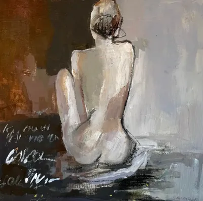 The Moment in Between, 12x12, Mixed media on panel, by Michele Zuzalek