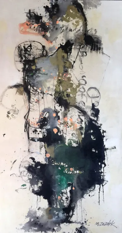 Wildhorse, 28x58, Mixed Media on Canvas, by Michele Zuzalek