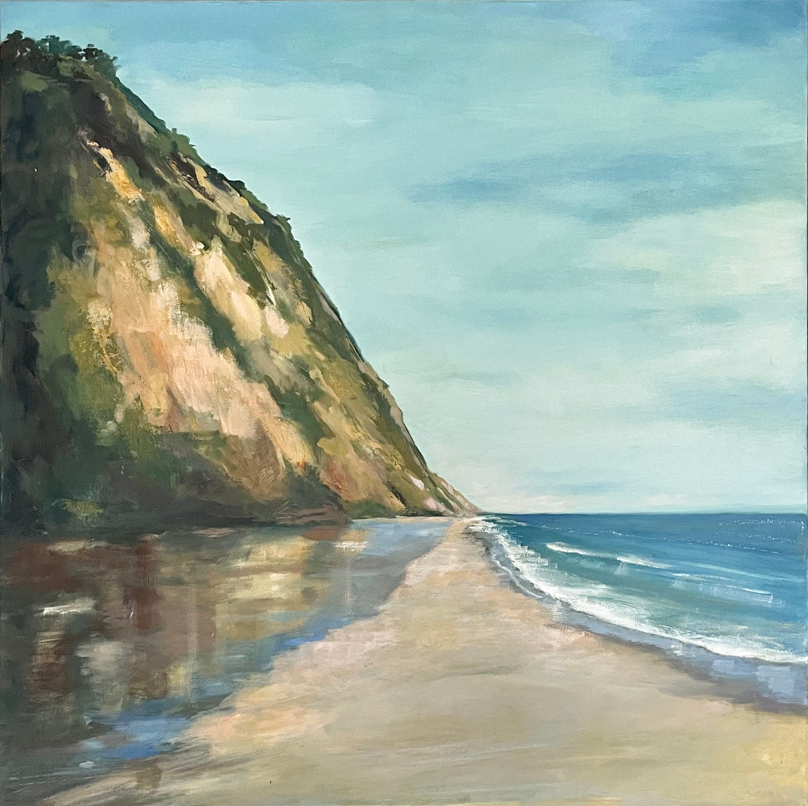 A Day at Hendreys Beach, 31 × 31 in — painting by Michele Zuzalek