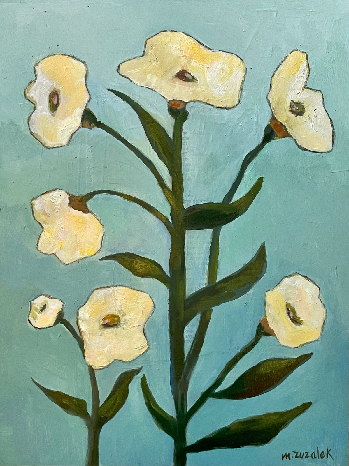 Études Botanique #12, Oil on wood panel, 9 × 12 in — work by Michele Zuzalek