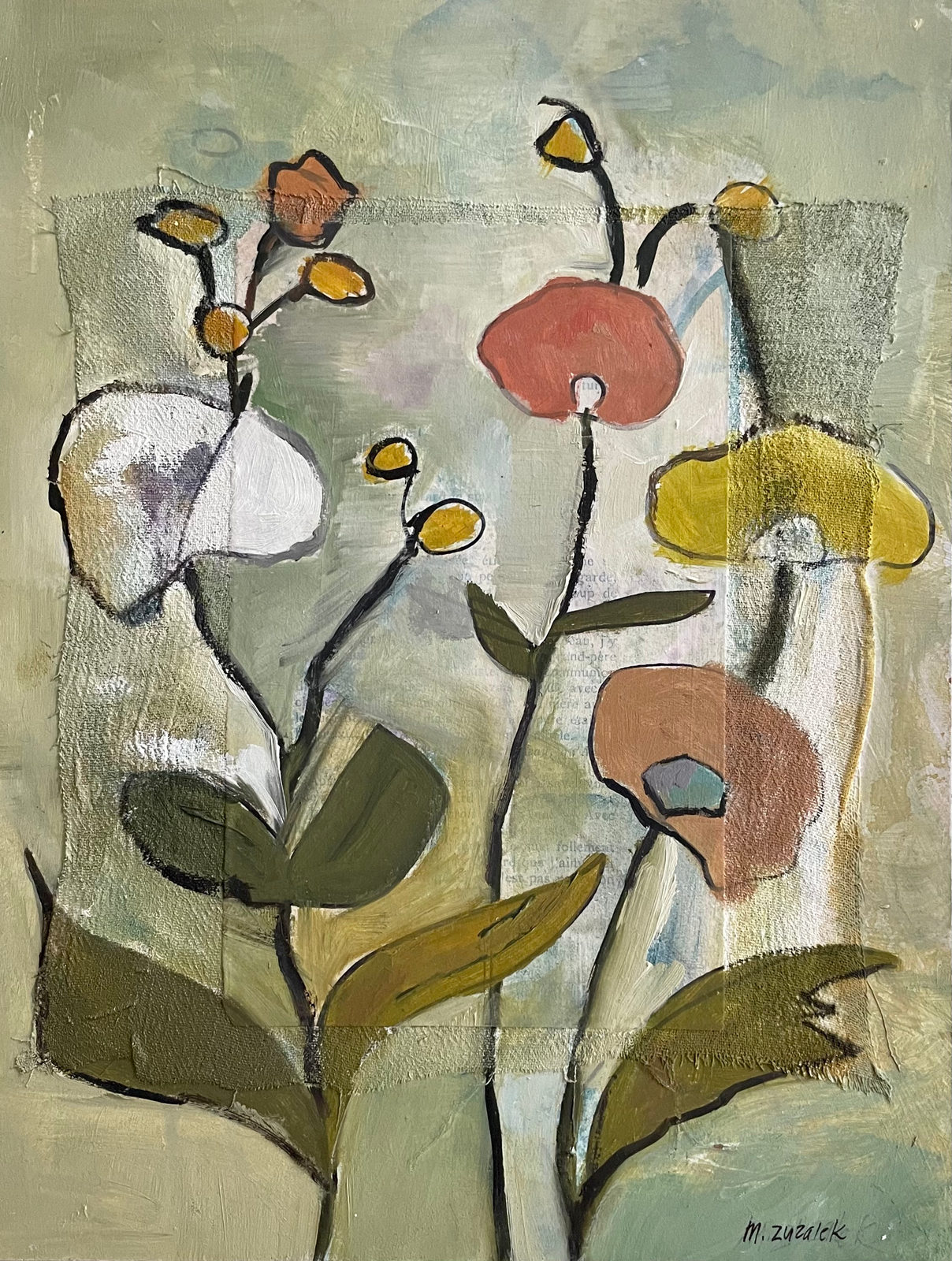 Études Botaniques 7, Oil on canvas panel, 9 × 12 in — work by Michele Zuzalek