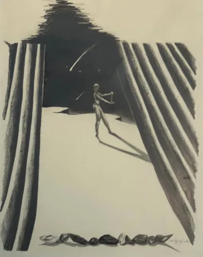 The Performer, 13x16, graphite on paper, by Michele Zuzalek